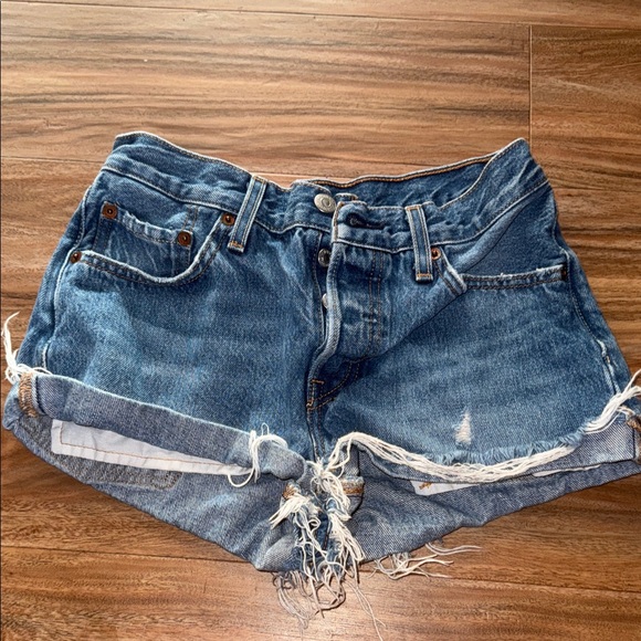 Denim Frayed Hem Women Shorts - Picture 1 of 3